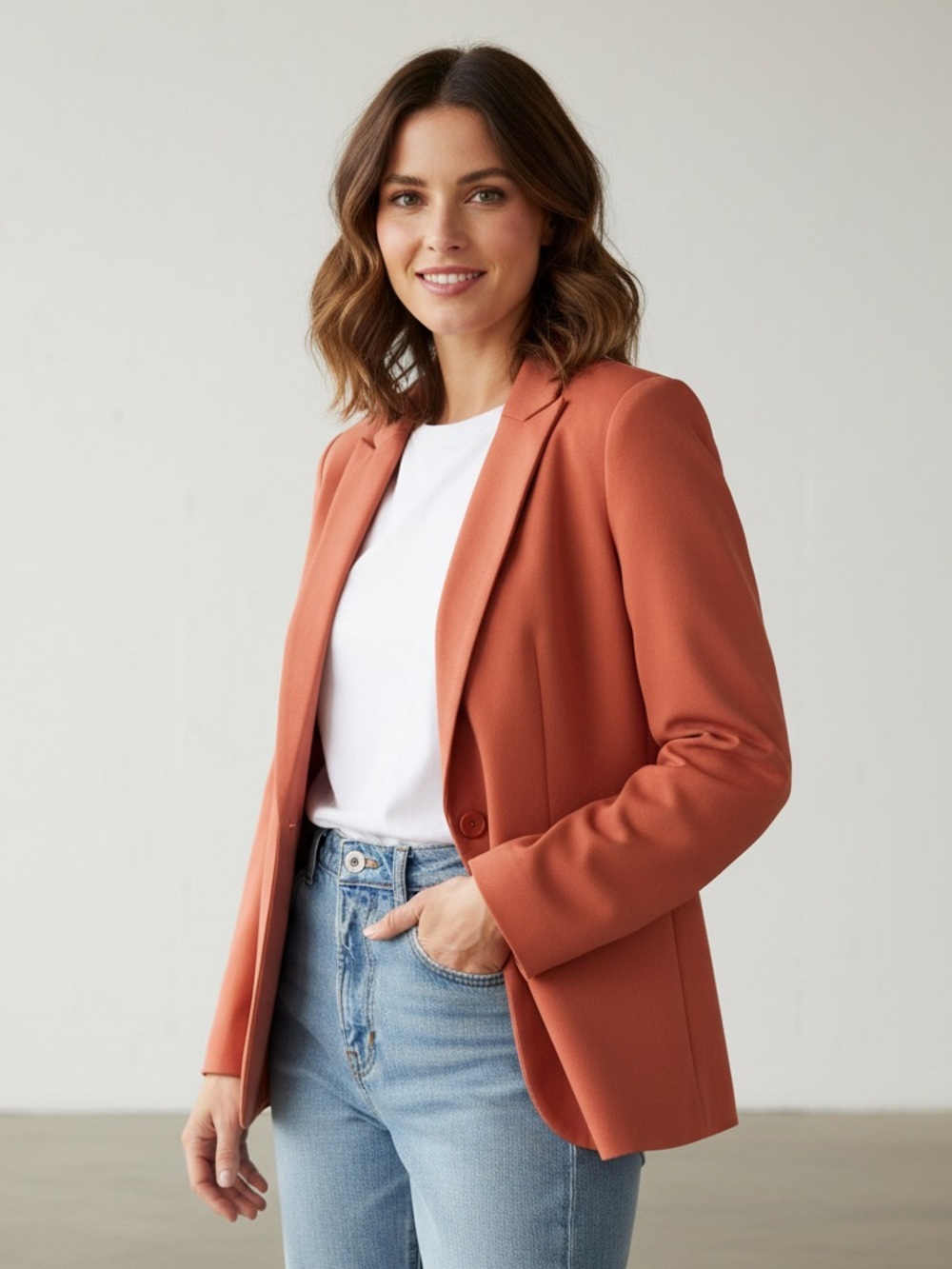 Forever 21 Women's Rust Orange Blazer - Single Button